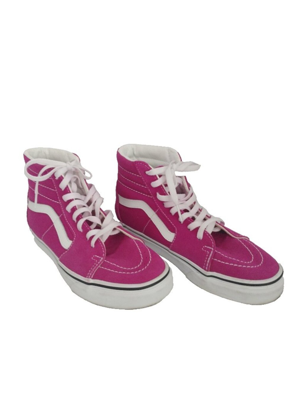 Vans Women's Filmore Fuchsia, White Suede Hi Top Sneakers Size 7.5 Excellent Con